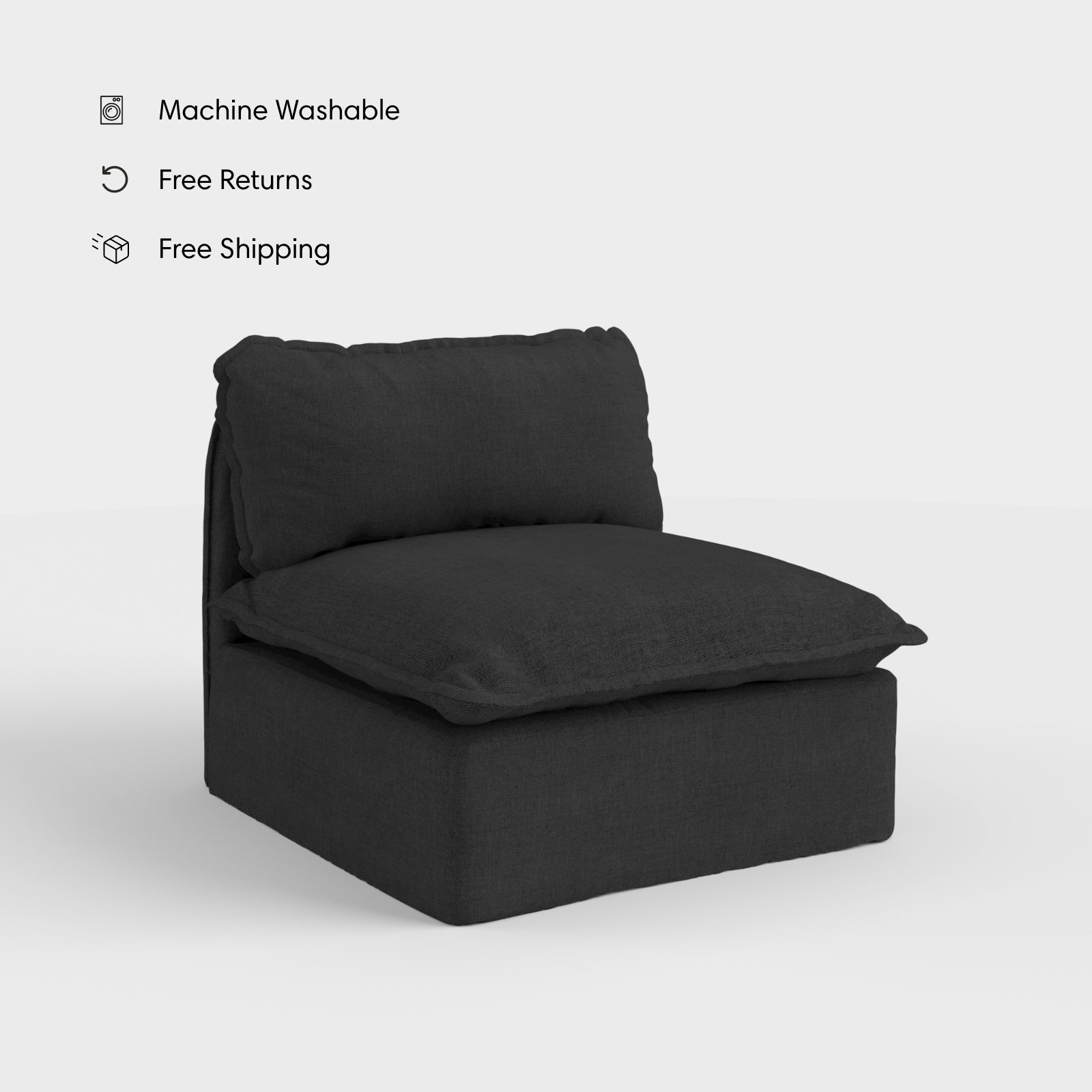 Chaise d'extérieur modulaire sans accoudoirs, lavable | Toile classique couleur anthracite