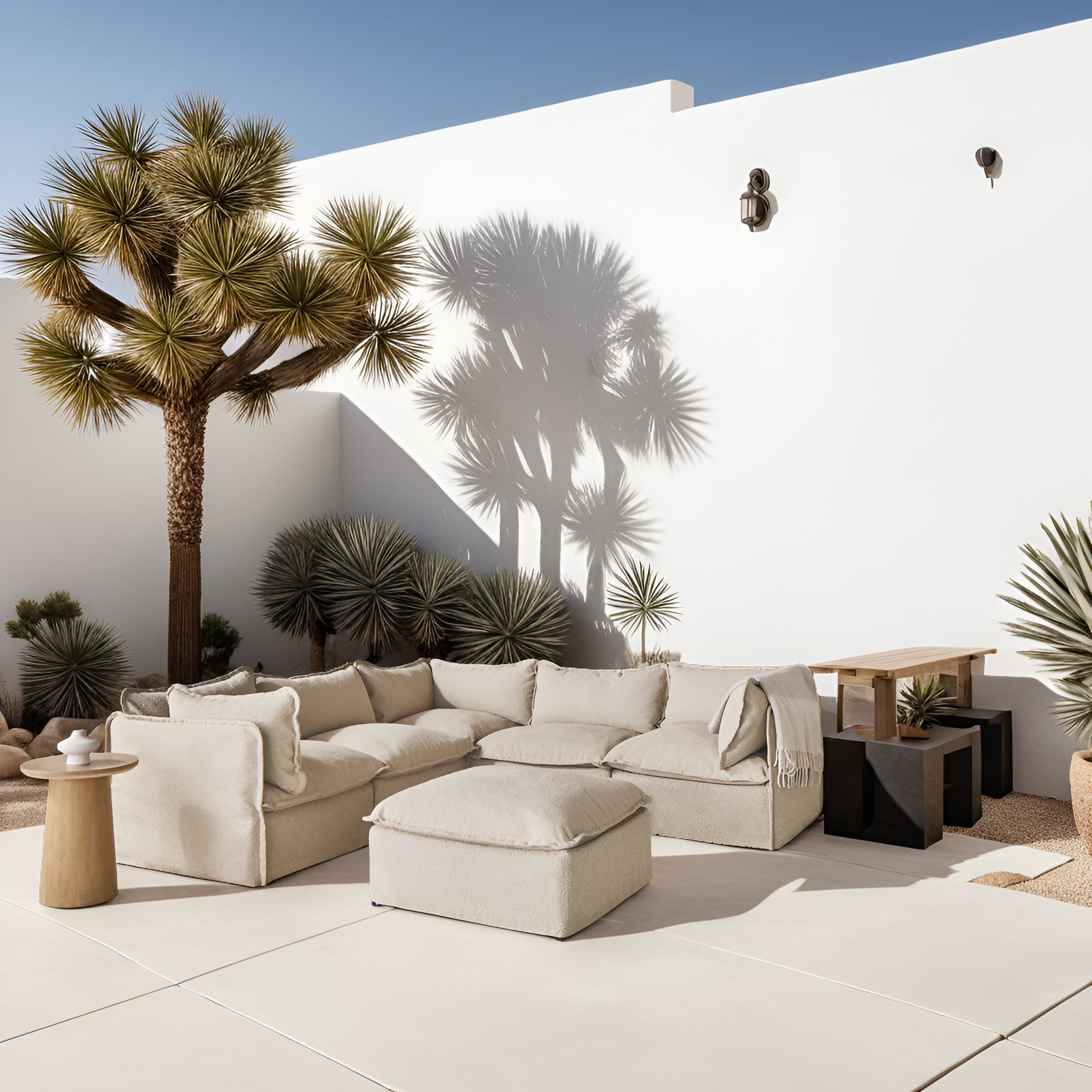 Ensemble de chaises à bras modulaires lavables pour extérieur | Alfresco Boucle en couleur Noisette