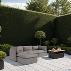 Sectional modulable d'extérieur lavable à 8 places avec extrémités ouvertes en forme de U | Tissu Nano Slubweave gris perle